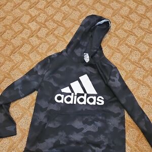 Adidas Black and Gray Boys Camouflage Hoodie